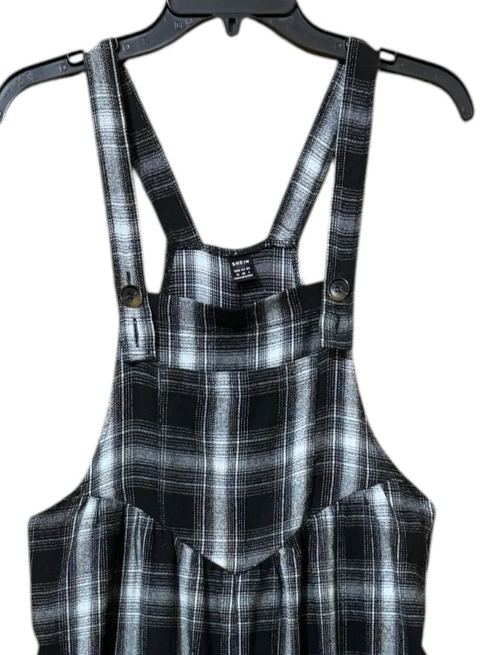 SHEIN Plaid Overall Jumpsuit M Black/White EUC